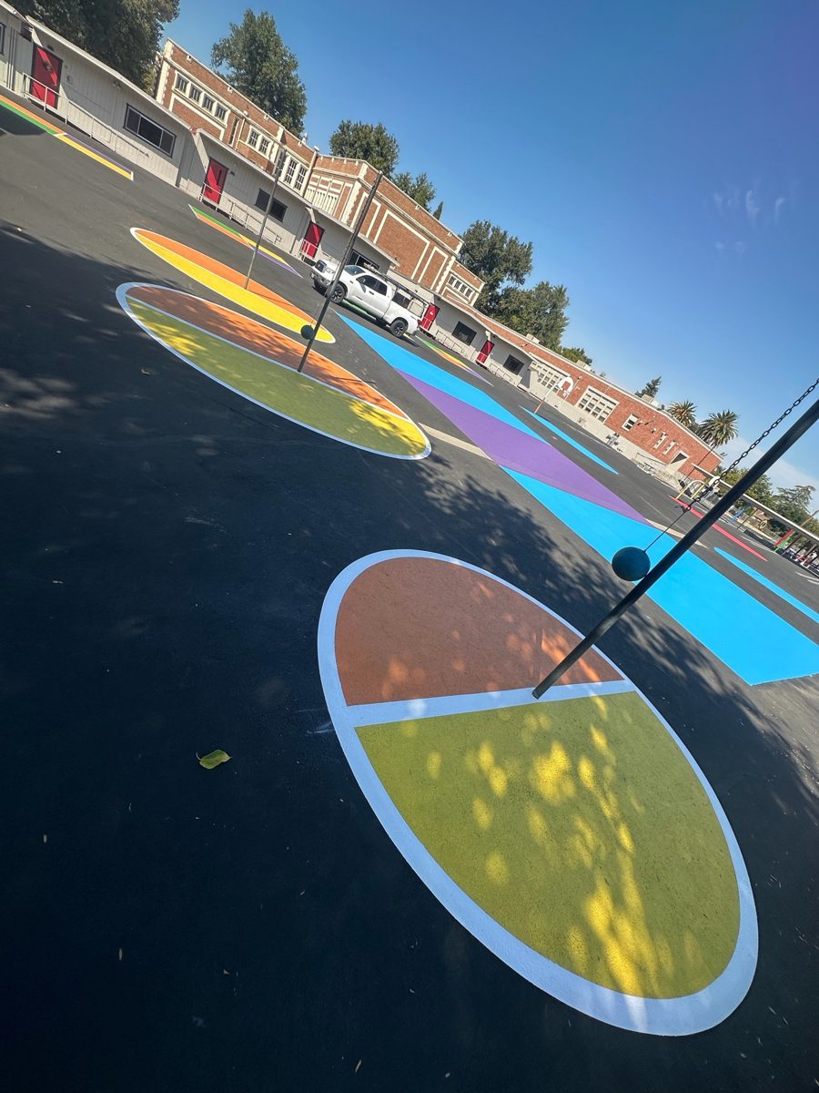 Tetherball circles and colorful courts